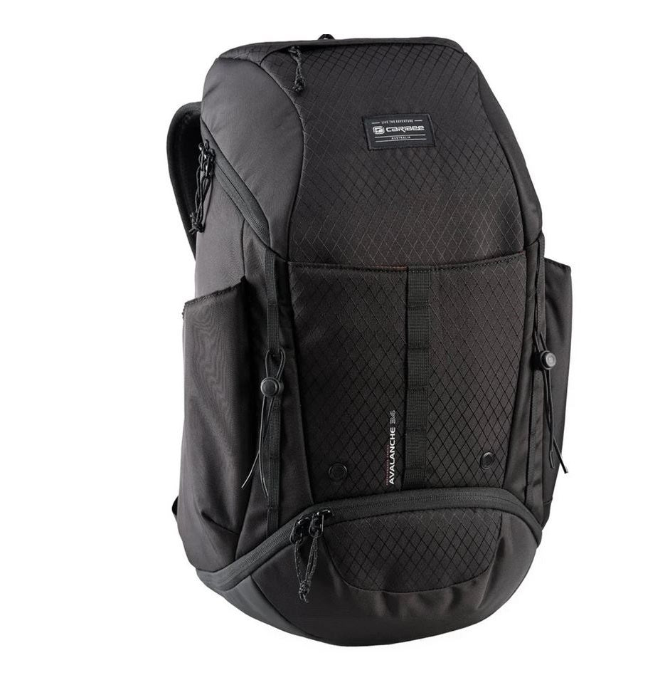 Caribee Avalanche 34L Top Loading Black Back Pack - Great for Sports/Adventure - 6110