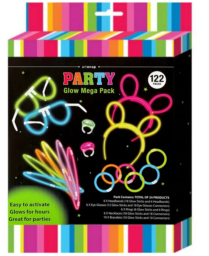 Artwrap Party Glow Jewellery Mega Pack - 122 Pieces