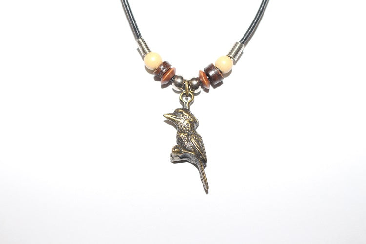 Necklace Kookaburra Pendant & Wooden Beads