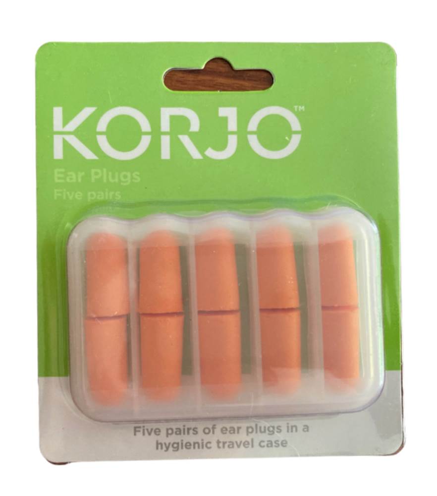 Korjo Travel Ear Plugs Set of 5 Pairs - In Hygienic Travel Case - TEP428