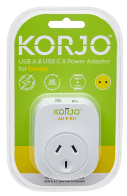 Korjo USB A+C & Power Adaptor for Europe - USBACEU