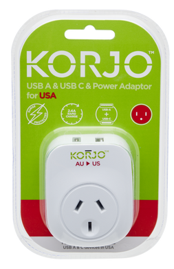 Korjo USB A+C & Power Adaptor for USA - USBACUS