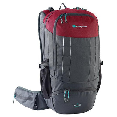 Caribee Triple Peak 34L Backpack - Merlot Red - Hydration Ready