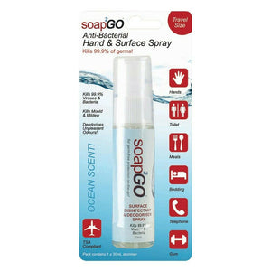 Soap2Go Anti Bacterial Hand & Surface Spray - 30ml - Ocean Scent - Pocket Size