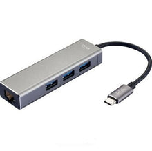 Load image into Gallery viewer, Klik USB-C Male to Gigabit Ethernet + 3 Port USB 3.0 Hub - KC03GBAD
