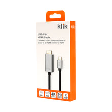 Load image into Gallery viewer, Klik 2m USB-C Male to HDMI Male Cable 4K2K - KCMHD020
