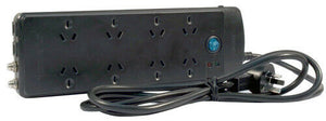 Jackson 8 Outlet Home Theatre Powerboard ,Surge Protected, Coax & Data Outlets - PT8012