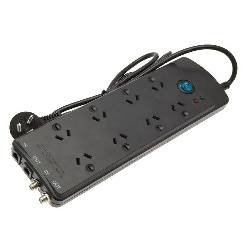 Jackson 8 Outlet Home Theatre Powerboard ,Surge Protected, Coax & Data Outlets - PT8012