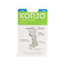 Load image into Gallery viewer, Korjo Compression Travel Socks Large One Pair - Black - TSOXL
