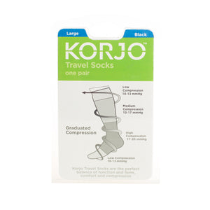 Korjo Compression Travel Socks Large One Pair - Black - TSOXL