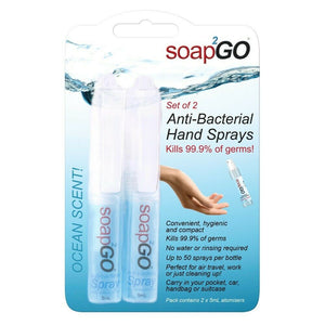 Soap2Go Anti Bacterial Hand Spray 5ml , Set of 2 - Ocean Scent - Perfect for Travel