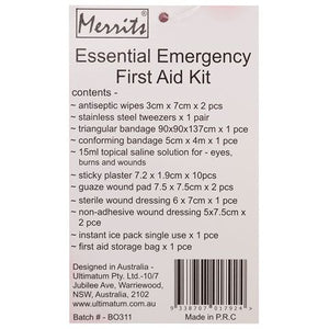 Merrits Essential Emergency First Aid Kit 23pce - Ideal for Travel