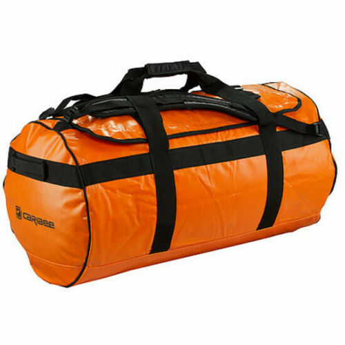 Caribee Kokoda 90L Water Resistant Duffle Bag - Orange/Black Straps