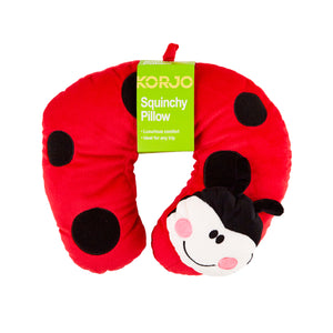 Korjo Squinchy Travel Pillow Ladybird - SQKL. Ideal for Any Trip.