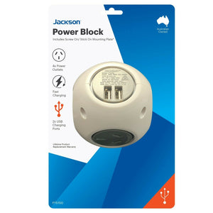 Jackson 4 Outlet Power Block W/ 2 USB Outlets 2.1Amp Fast Charge -PT5700